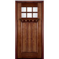 80" 6-Lite 3-Panel Craftsman Style Mahogany True Divided Lite Wood Front Door